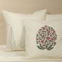 Fabric cushions - Pink Blossom Hand Block Printed Cushion Cover in Cotton - NINÉH