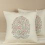 Comforters and pillows - Pink Blossom Embroidered Cushion Cover in Cotton - NINÉH