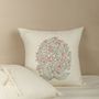 Comforters and pillows - Pink Blossom Embroidered Cushion Cover in Cotton - NINÉH