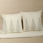 Fabric cushions - Cypress Breeze Embroidered Cushion Cover in Cotton - NINÉH