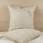 Fabric cushions - Beige Linen Cushion Cover with Checks and Floral Pattern - NINÉH