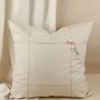 Fabric cushions - Beige Linen Cushion Cover with Checks and Floral Pattern - NINÉH