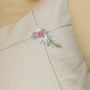 Fabric cushions - Beige Linen Cushion Cover with Checks and Floral Pattern - NINÉH