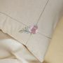 Fabric cushions - Beige Linen Cushion Cover with Checks and Floral Pattern - NINÉH