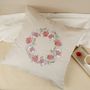 Fabric cushions - Wildflower Wreath Embroidered Cushion Cover in Beige Linen - NINÉH