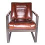 Armchairs - Oregon Armchair in Vintage Cigar Leather - Robust and Comfortable Design - JP2B DECORATION