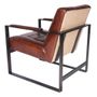 Armchairs - Oregon Armchair in Vintage Cigar Leather - Robust and Comfortable Design - JP2B DECORATION
