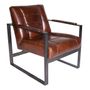 Armchairs - Oregon Armchair in Vintage Cigar Leather - Robust and Comfortable Design - JP2B DECORATION