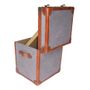 Storage boxes - Austin Storage Trunk in Fabric and Leather - Chic and Vintage Style - JP2B DECORATION