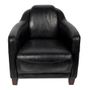 Fauteuils - Fauteuil Gentleman Black en Cuir Véritable - Élégance et Confort Intemporel - JP2B DECORATION