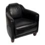 Fauteuils - Fauteuil Gentleman Black en Cuir Véritable - Élégance et Confort Intemporel - JP2B DECORATION