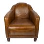 Fauteuils - Fauteuil Gentleman Whisky en cuir de vachette - Design élégant et intemporel - JP2B DECORATION