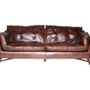 Sofas - Le Scandi Sofa in Cigar Leather, Scandinavian Design and Modern Comfort - JP2B DECORATION