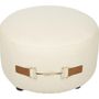 Stools - L'Orfèvre Bianco Pouf in White Leather - Modern and Comfortable Design - JP2B DECORATION