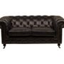 Sofas - Chesterfield Black 2-Seater Sofa in Leather - Classic and Elegant Style - JP2B DECORATION