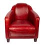 Armchairs - Gentleman Red Genuine Leather Armchair - Elegant and Compact Design - JP2B DECORATION