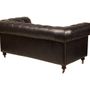 Sofas - Chesterfield Black 2-Seater Sofa in Leather - Classic and Elegant Style - JP2B DECORATION