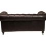 Sofas - Chesterfield Black 2-Seater Sofa in Leather - Classic and Elegant Style - JP2B DECORATION