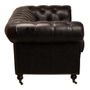 Sofas - Chesterfield Black 2-Seater Sofa in Leather - Classic and Elegant Style - JP2B DECORATION