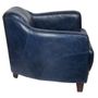 Fauteuils - Fauteuil Gentleman Bleu en Cuir Vintage - Design Élégant et Compact - JP2B DECORATION
