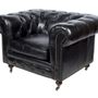 Fauteuils - Fauteuil Chesterfield Black en cuir - Design classique et confortable - JP2B DECORATION