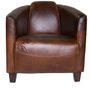 Fauteuils - Fauteuil Georgio en cuir vintage cigare - Design épuré et confortable - JP2B DECORATION