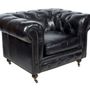 Fauteuils - Fauteuil Chesterfield Black en cuir - Design classique et confortable - JP2B DECORATION