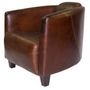 Fauteuils - Fauteuil Georgio en cuir vintage cigare - Design épuré et confortable - JP2B DECORATION