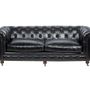 Sofas - Chesterfield Black 3-Seater Sofa in Leather - Timeless Elegance - JP2B DECORATION