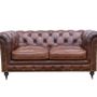 Canapés - Canapé Chesterfield Cigare 2 places en cuir - Design classique vintage - JP2B DECORATION