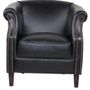 Fauteuils - Fauteuil Oxford Black en cuir véritable - Style anglais élégant - JP2B DECORATION