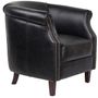 Fauteuils - Fauteuil Oxford Black en cuir véritable - Style anglais élégant - JP2B DECORATION