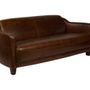 Sofas - Gentleman Cigar 3-Seater Sofa - Elegant Leather Comfort - JP2B DECORATION