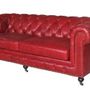 Canapés - Canapé Chesterfield Red en Cuir Véritable, Style Vintage et Confort - JP2B DECORATION