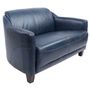 Sofas - Gentleman Blue Leather Sofa – Vintage Elegance and Comfort - JP2B DECORATION