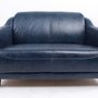 Sofas - Gentleman Blue Leather Sofa – Vintage Elegance and Comfort - JP2B DECORATION