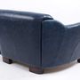 Sofas - Gentleman Blue Leather Sofa – Vintage Elegance and Comfort - JP2B DECORATION