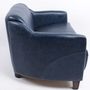 Sofas - Gentleman Blue Leather Sofa – Vintage Elegance and Comfort - JP2B DECORATION