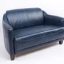 Sofas - Gentleman Blue Leather Sofa – Vintage Elegance and Comfort - JP2B DECORATION