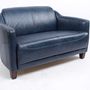 Sofas - Gentleman Blue Leather Sofa – Vintage Elegance and Comfort - JP2B DECORATION