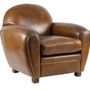 Fauteuils - Fauteuil Club Paquebot en cuir véritable - Vintage Cigare - JP2B Décoration - JP2B DECORATION