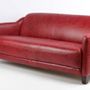 Sofas - Gentleman Red 3-Seater Leather Sofa – Vintage Elegance and Comfort - JP2B DECORATION