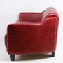 Sofas - Gentleman Red 3-Seater Leather Sofa – Vintage Elegance and Comfort - JP2B DECORATION