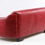 Sofas - Gentleman Red 3-Seater Leather Sofa – Vintage Elegance and Comfort - JP2B DECORATION