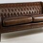 Sofas - Large Hampton Sofa in Cigar Leather - 3-Seater Elegance and Comfort - JP2B DECORATION