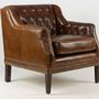 Armchairs - Hampton Armchair in Cigar Leather - Elegance and Comfort - JP2B DECORATION