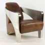 Fauteuils - Fauteuil Le Rutilant en cuir et inox - Élégance et originalité - JP2B DECORATION