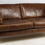 Sofas - Orlando Leather Sofa - 3-Seater Vintage Cigar - JP2B DECORATION