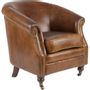 Fauteuils - Fauteuil Le Dominique en cuir cigare vintage – Confort et élégance - JP2B DECORATION
