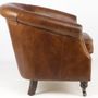 Fauteuils - Fauteuil Le Dominique en cuir cigare vintage – Confort et élégance - JP2B DECORATION